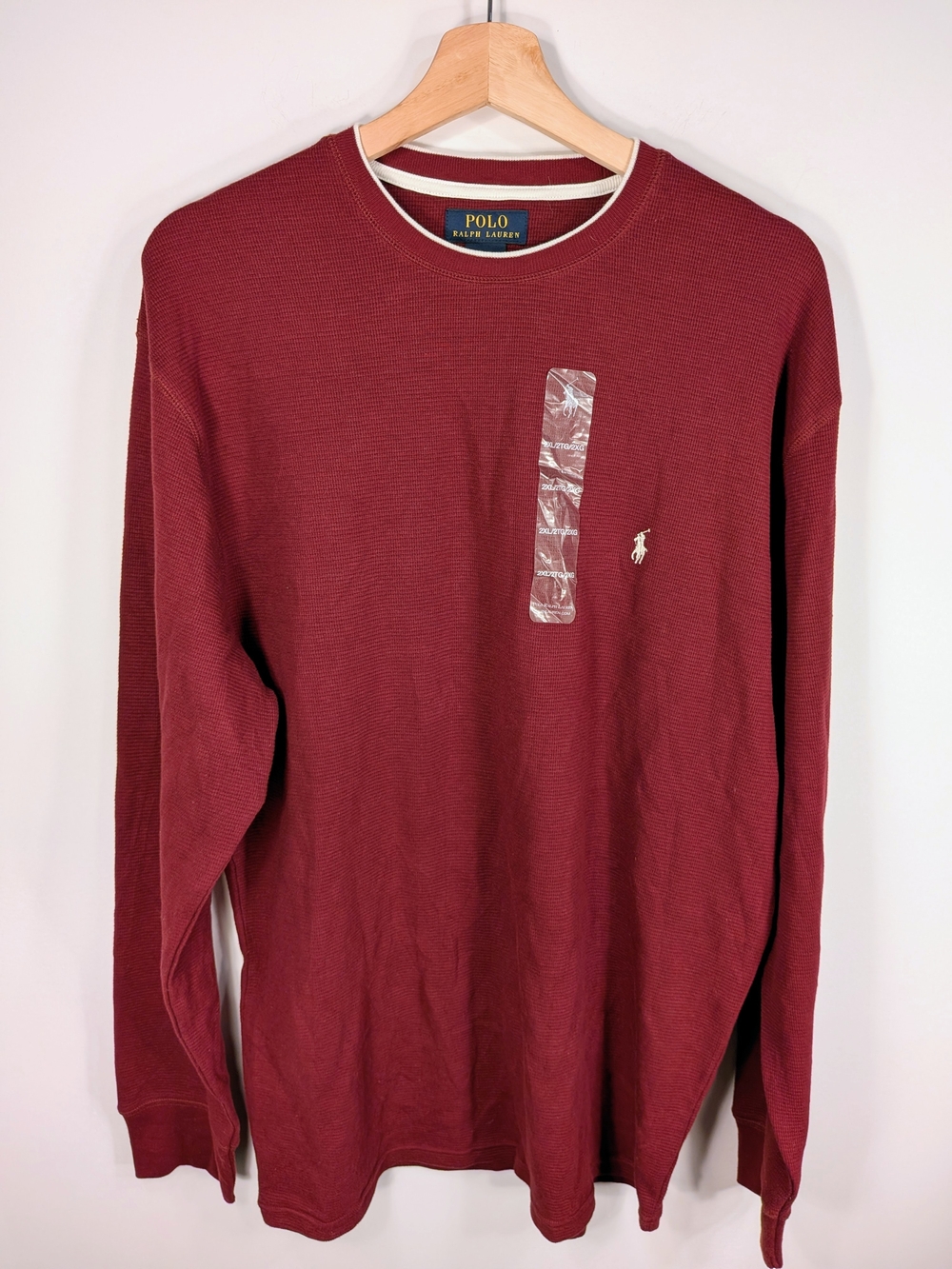 Polo Ralph Lauren Men's Waffle Knit Thermal Long Sleeve 2XL Burgundy
